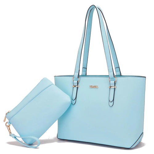 Chic WaterBlue Tote & Wristlet Set