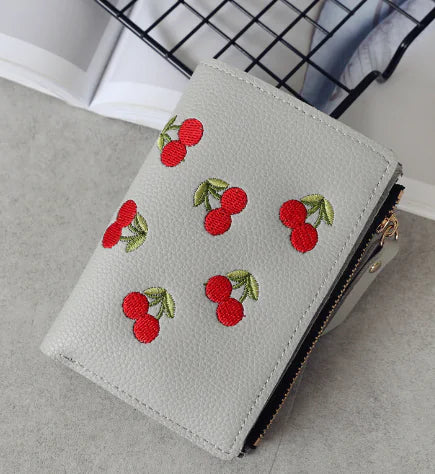 Cherry Embroidery Coin Purse