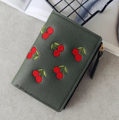 Cherry Embroidery Coin Purse