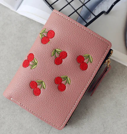 Cherry Embroidery Coin Purse