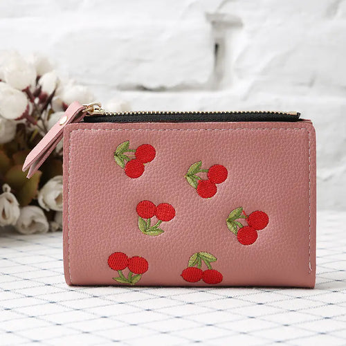Cherry Embroidery Coin Purse