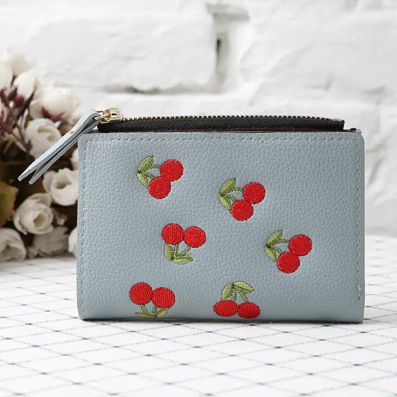 Cherry Embroidery Coin Purse